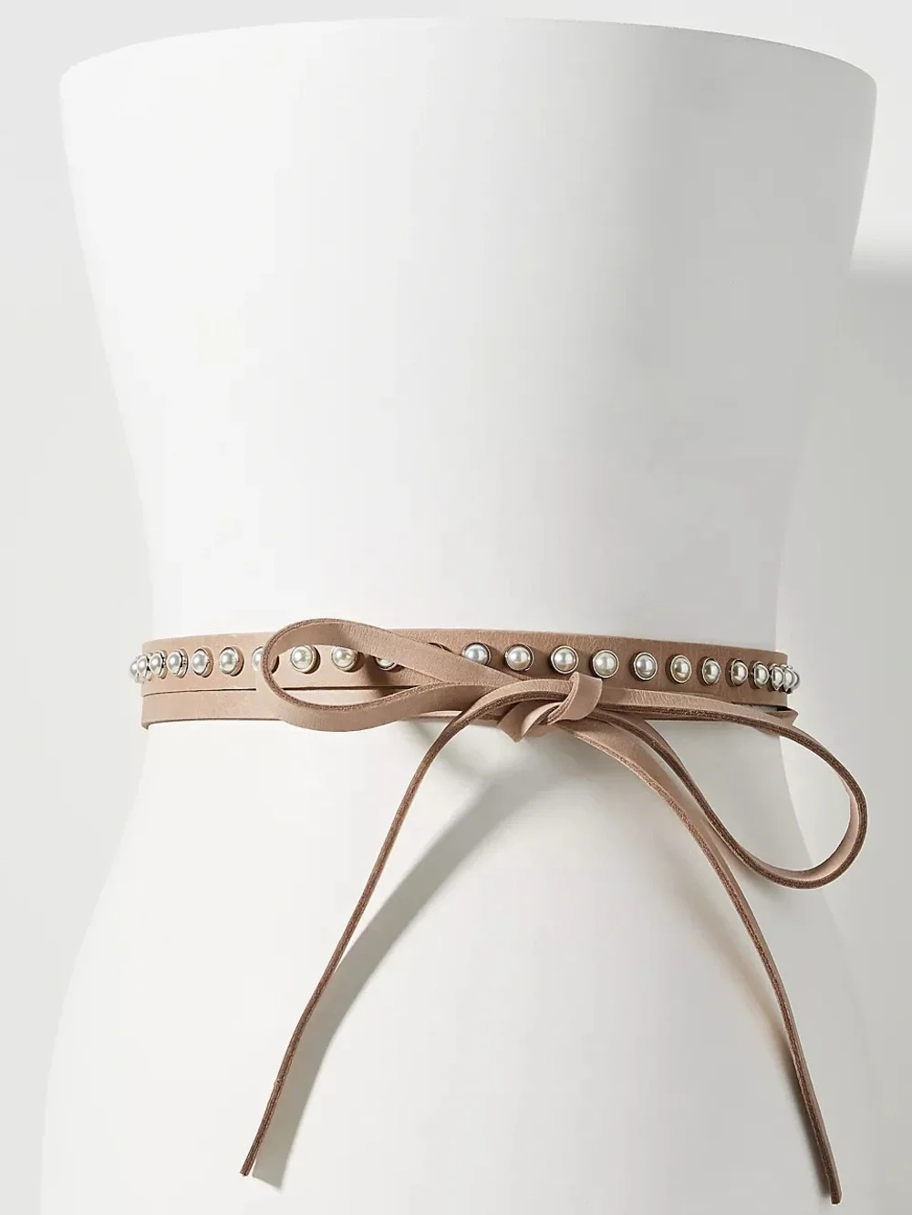 ADA Evita Pearl Wrap Leather Belt Pale One Size NWT